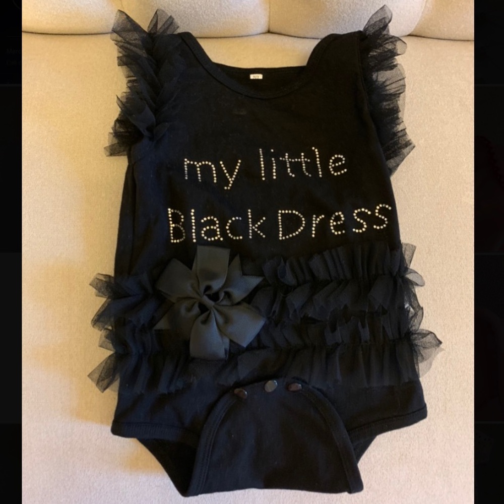 My Little Black Dress Onesie with Rhinestones